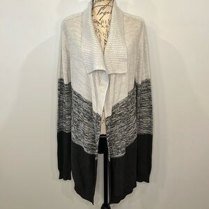 Roxy cotton blend open front shawl collar long line cardigan sweater XL